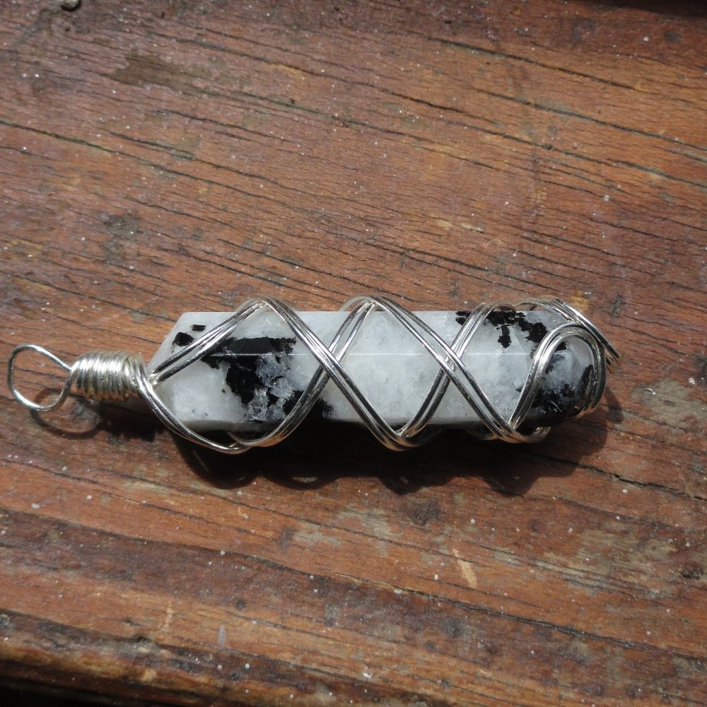 Sardonyx White Black Gem stone crystal Pendant wrapped in silver~Wife Ma…